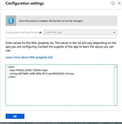 A screen capture of the Configuration Settings pane.