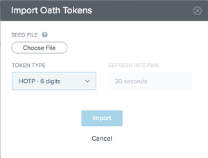 A screen capture of the Import OATH Tokens