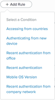 A screen capture of the + Add Rule list.