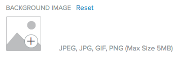 A screen capture of the Background Image section with the reset or upload options.