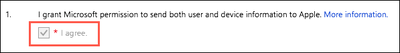 A screen capture of section 1 in the Configure MDM Push Certificate window. The I Agree check box is highlighted.