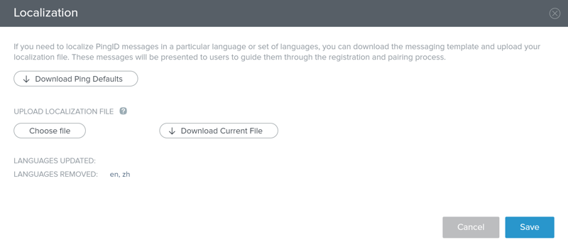 A screen capture of a successful uploaded localization file and the automated populated list of language files that are modified.