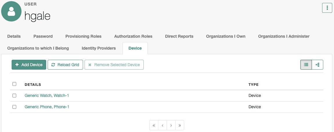 Device tab with two added devices