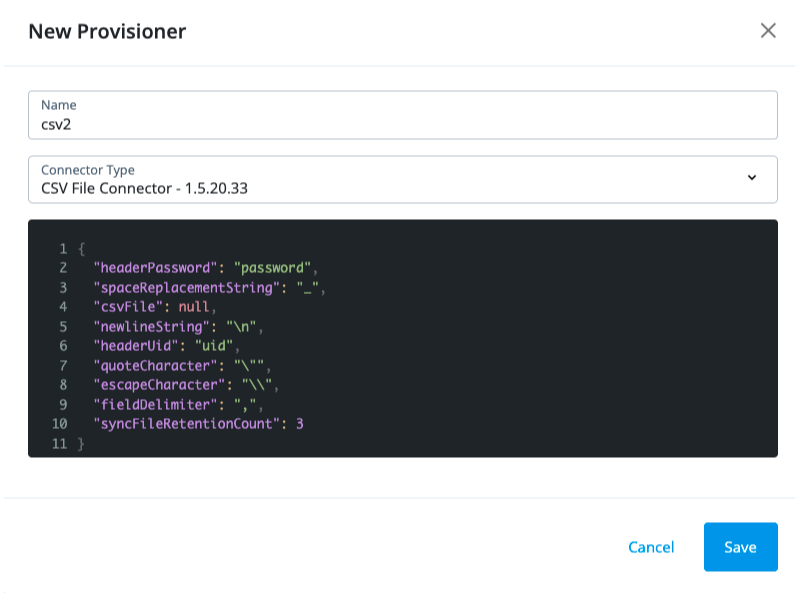 New Provisioner modal