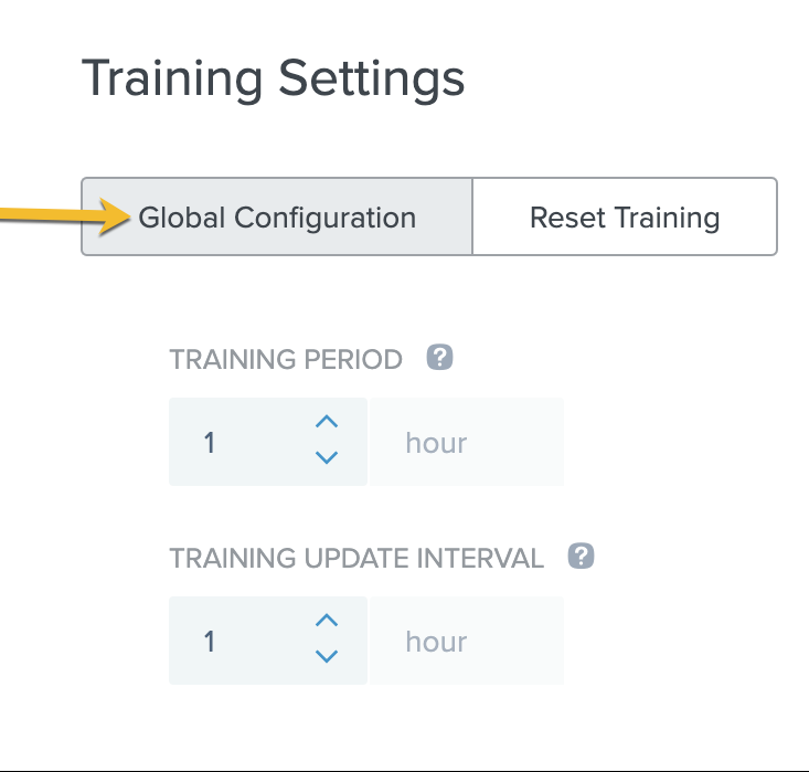 Screen capture of PingIntelligence training settings - global configuration.