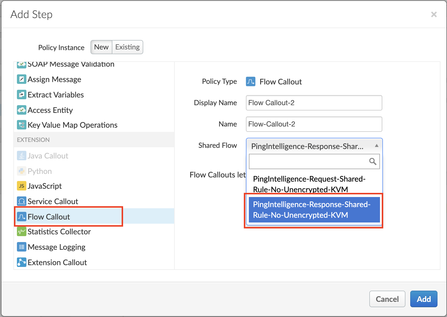 Screenshot to select response rule