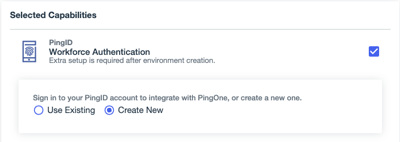 A screenshot of the Create New PingID account option in PingOne.