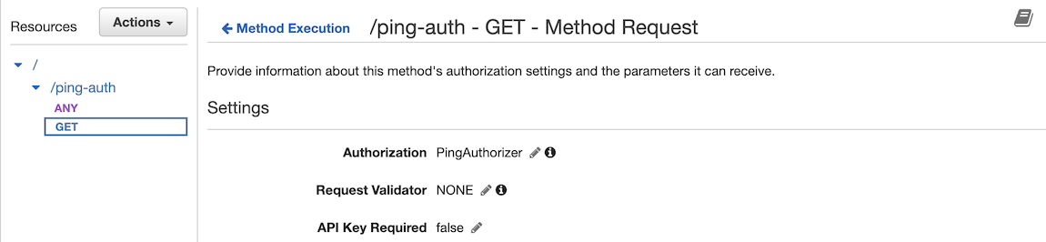 Screen capture of an example method request setup