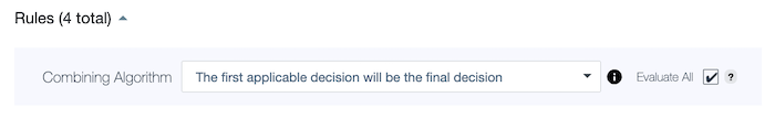 Screen capture of Evaluate All checkbox selected next to the Combining Algorithm list.