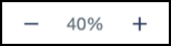 A screenshot of the zoom controls in the Preview pane, showing the Plus and Minus icons and the zoom percentage.