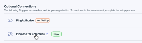 A screen capture of the Optional Connections section of the Overview page, with a hyperlink to PingFederate.