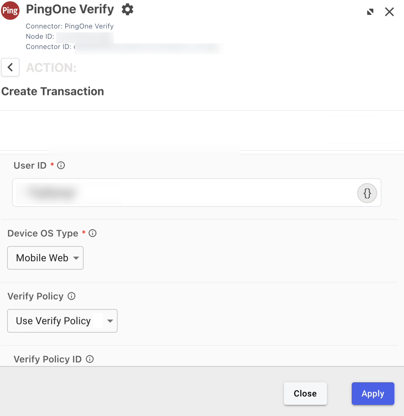 Screen capture of the PingOne Verify flow configuration in DaVinci.