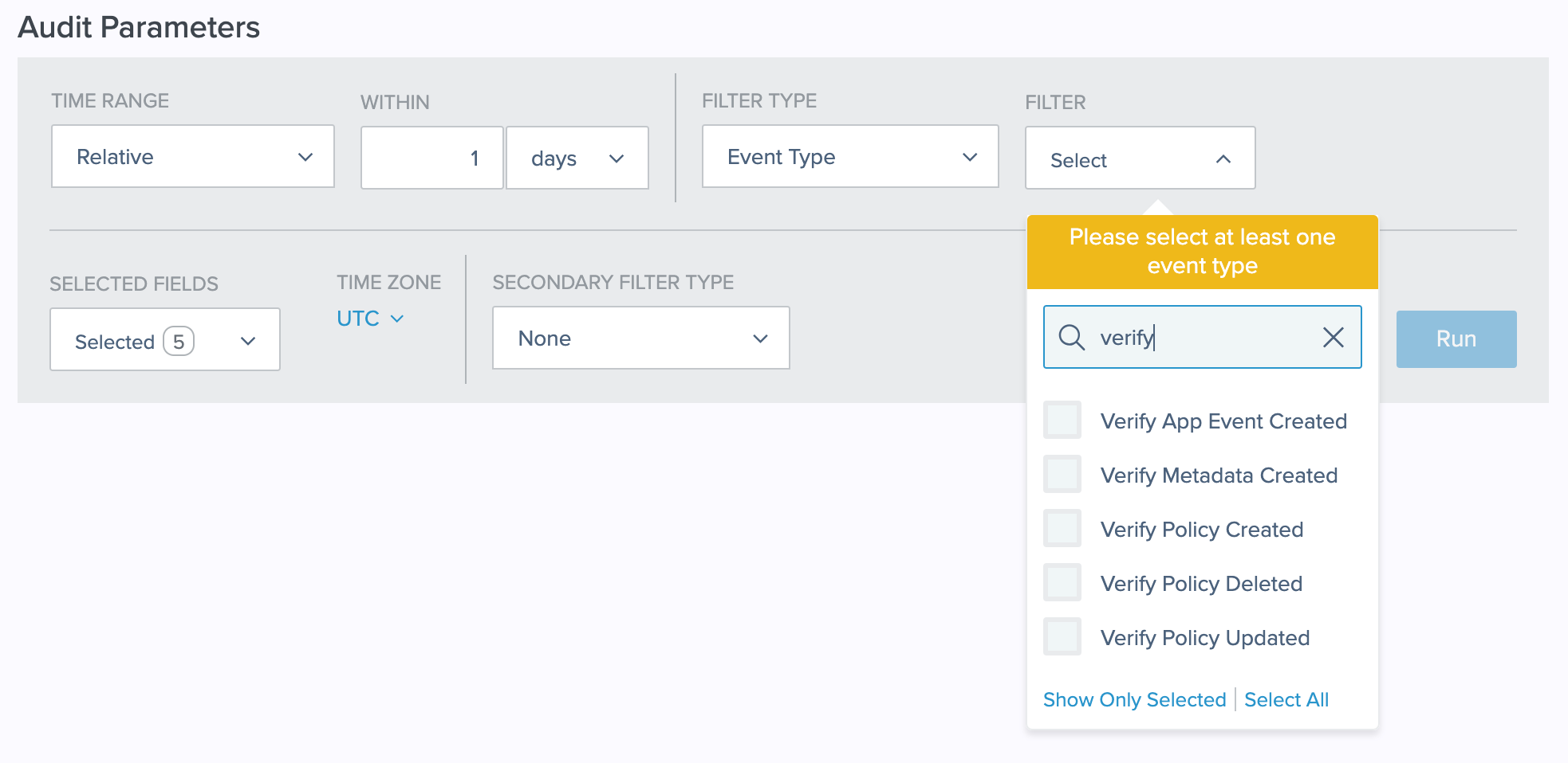 A screen capture of the PingOne Audit page with 