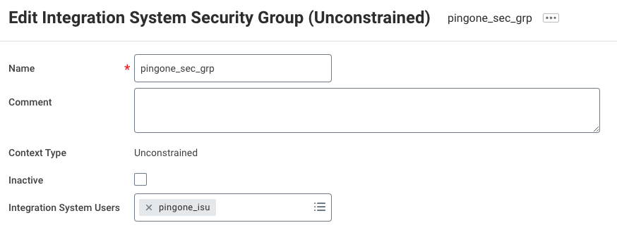 A screen capture of the Workday Edit Integration Security screen