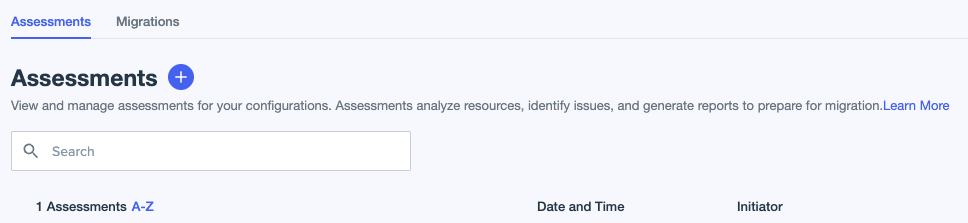An image of the Assessments screen