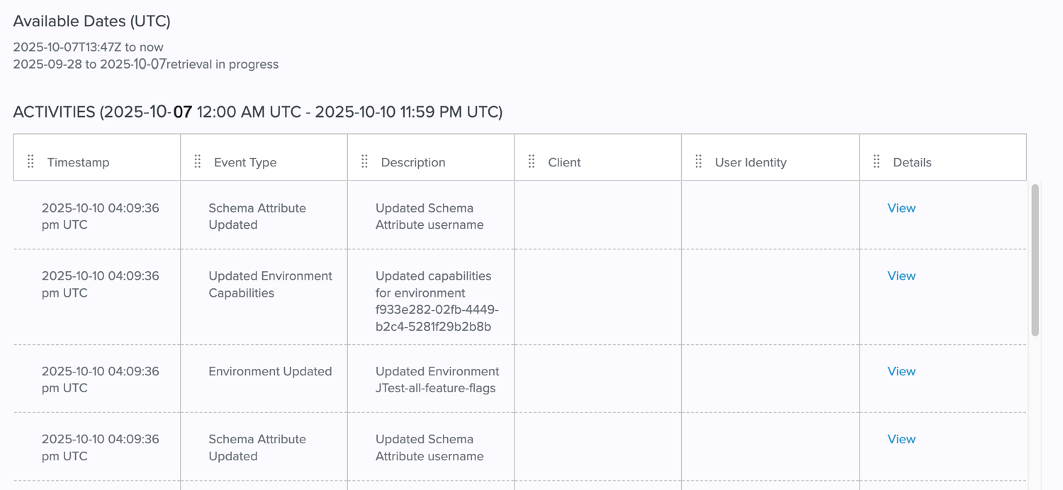 A sample audit report showing immediate results and dates for data that was requested