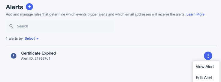 A screen capture of editing an alert.