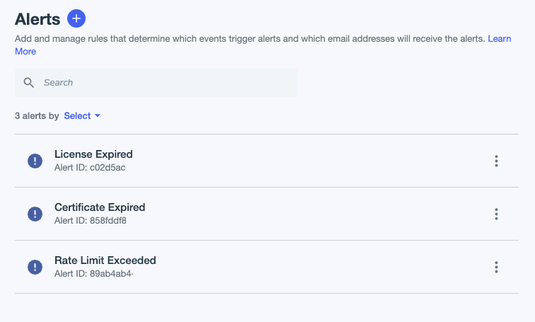 A screen capture of the viewing alerts.