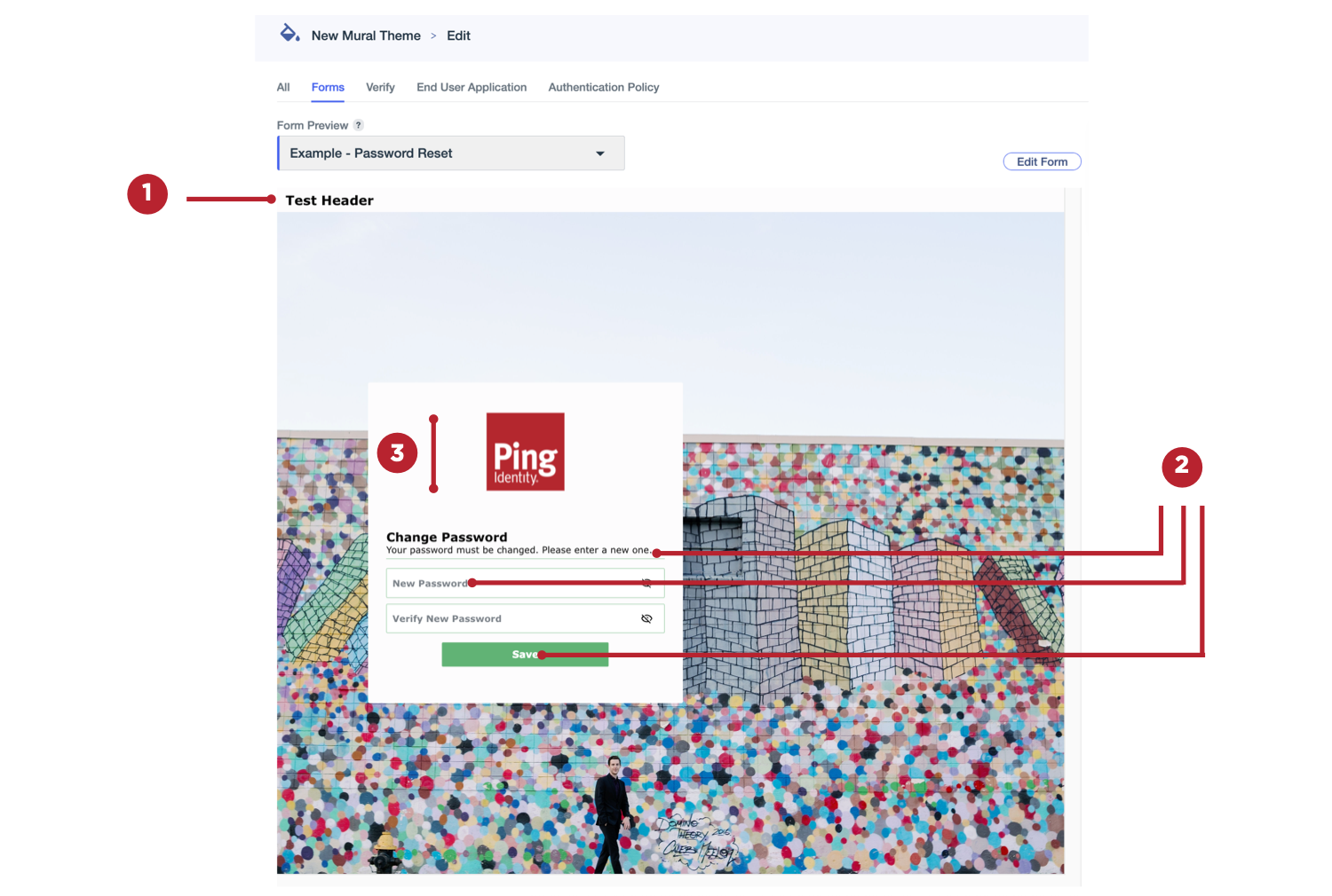 A screenshot image with callouts to where the setting applies in the form.