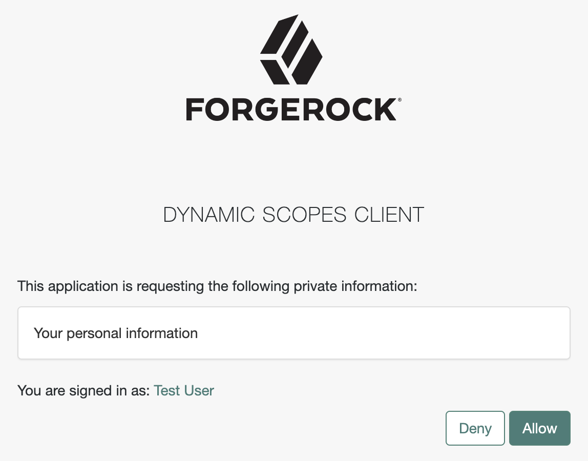 Advanced Identity Cloud prompts for consent to access the profile scope.