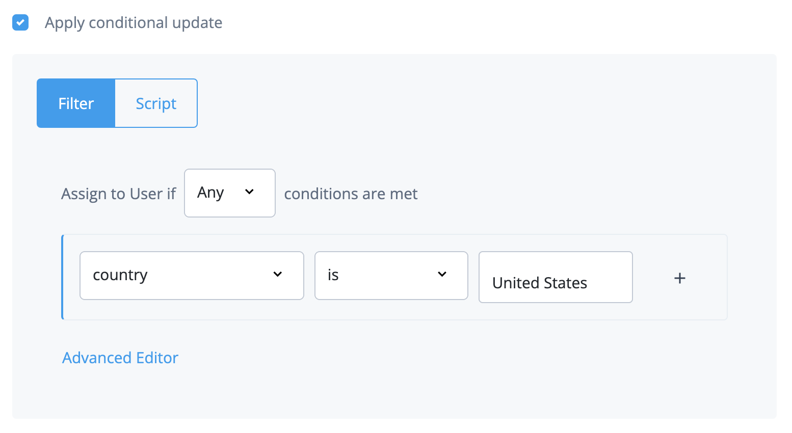 mapping conditional update filter fields