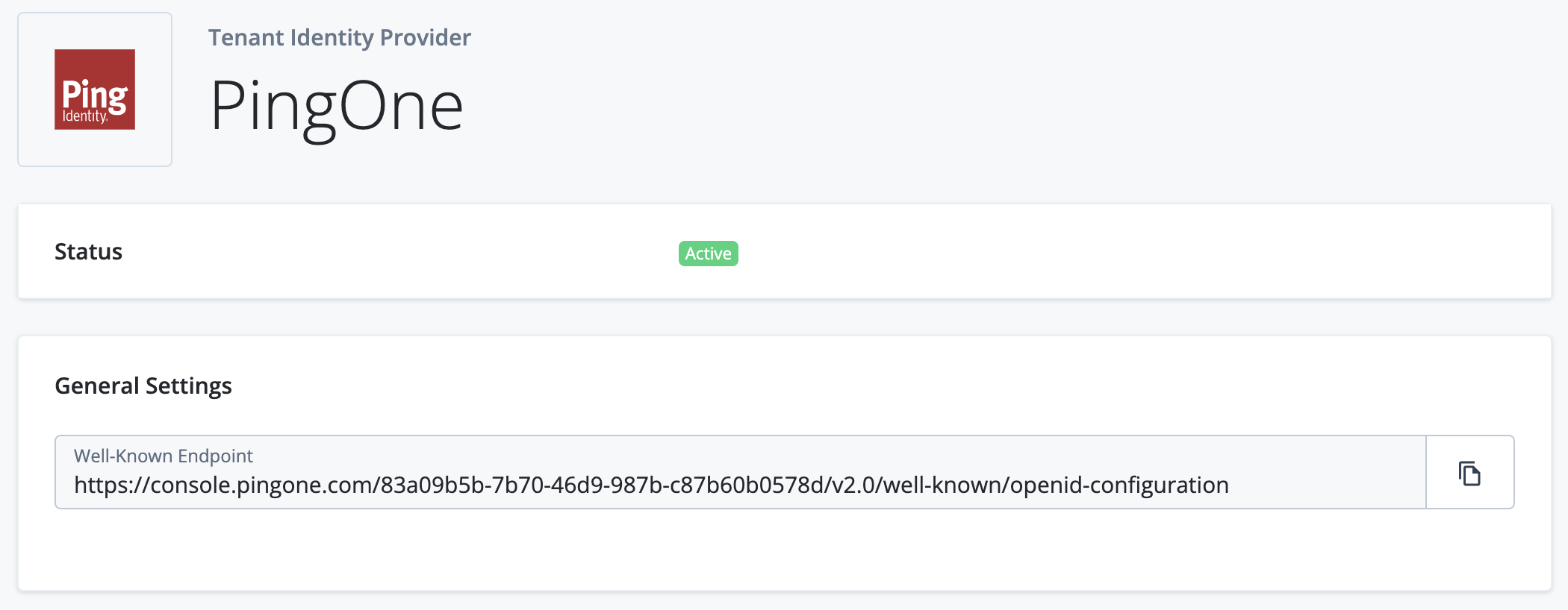 PingOne federation IdP configuration settings page