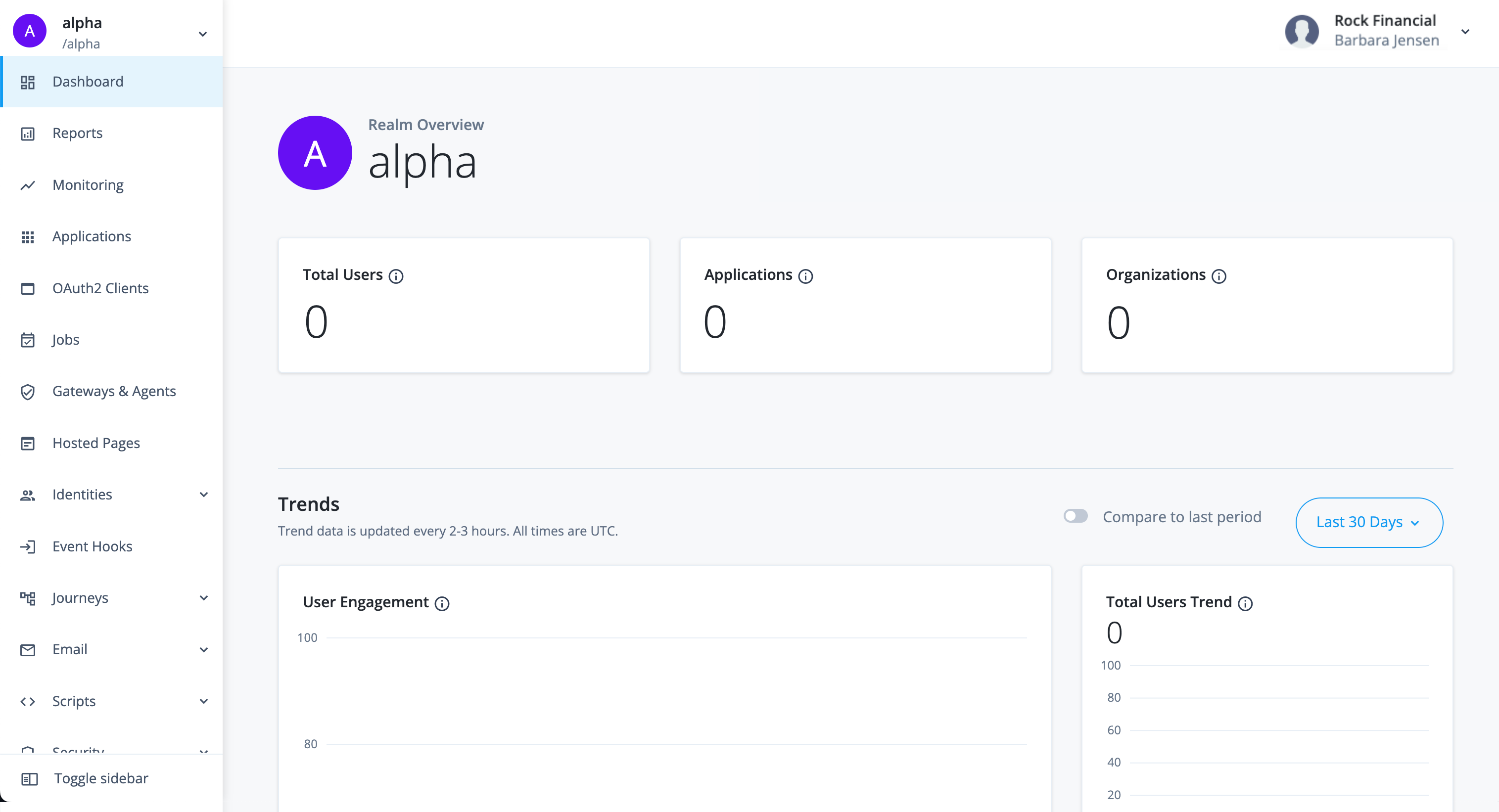 Advanced Identity Cloud dashboard