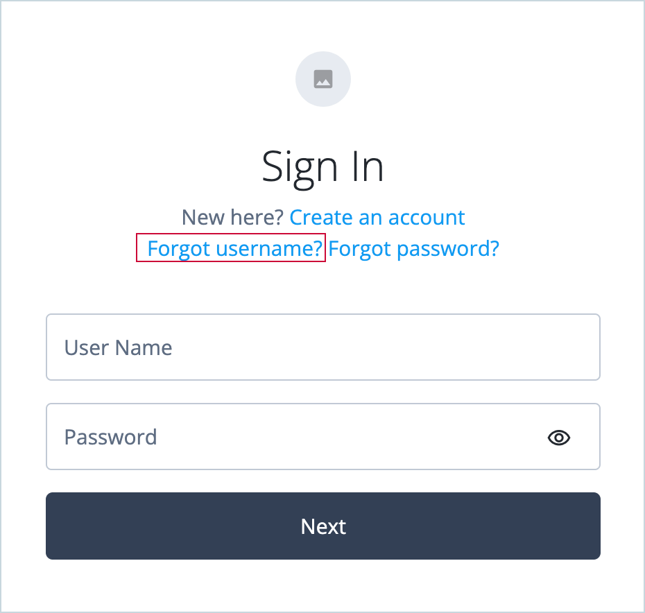 Forgot Username link on Sign In page