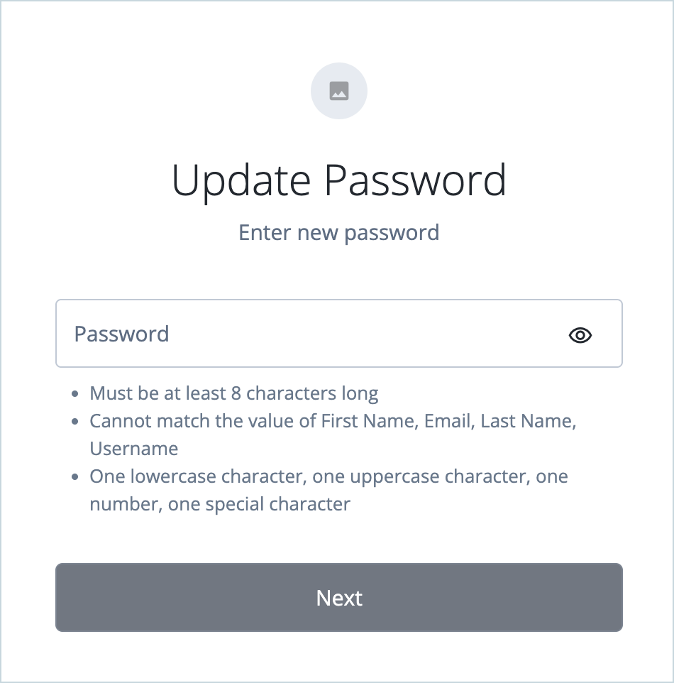 Veryfy Existing Password page