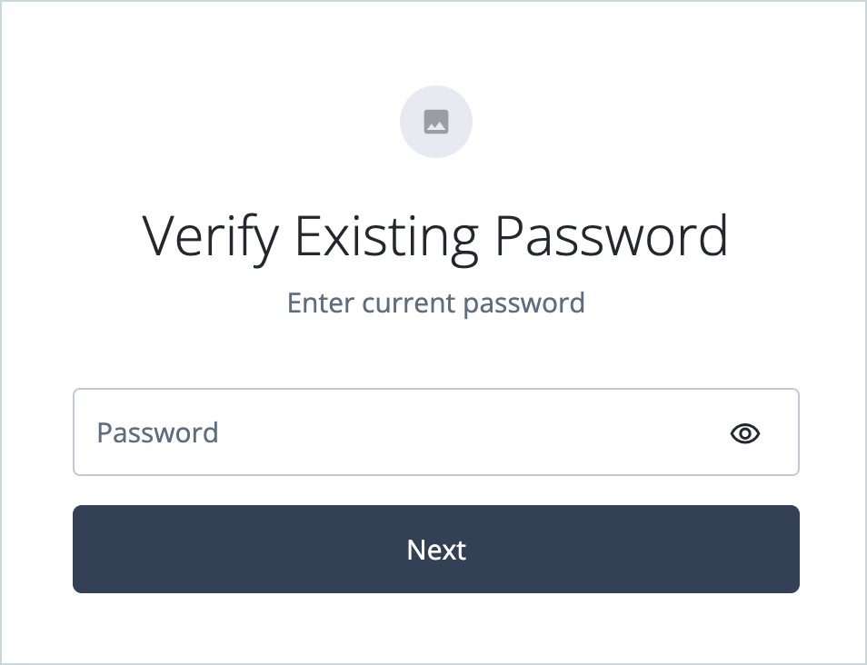 Verify Existing Password page