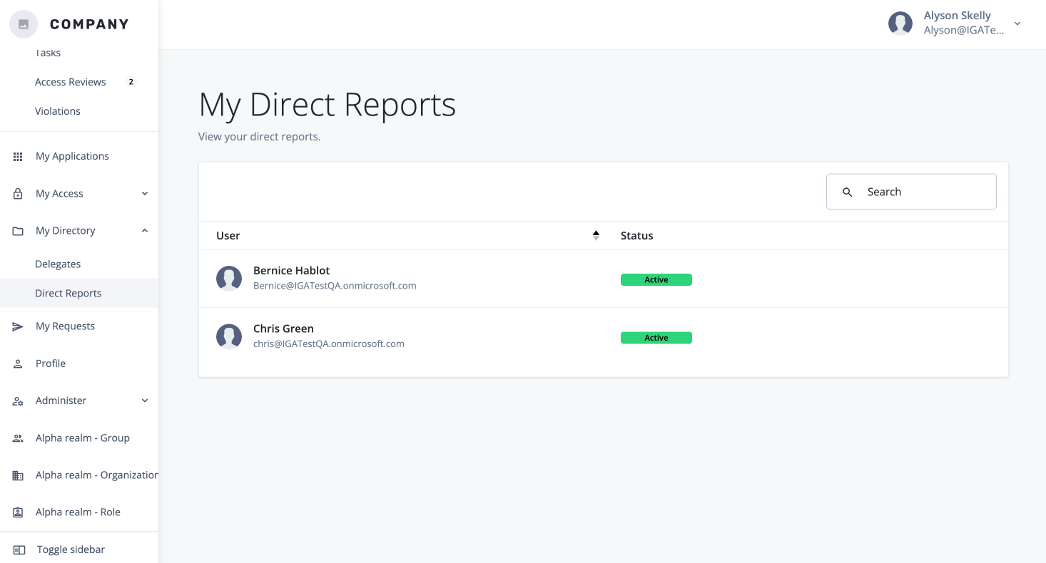 View your direct reports.