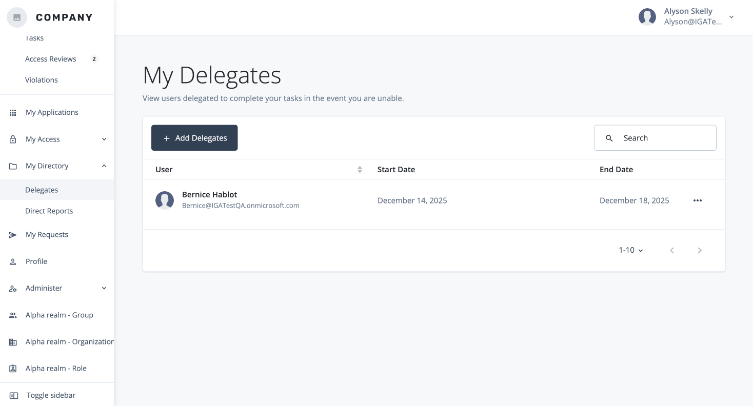 Manage your delegates.