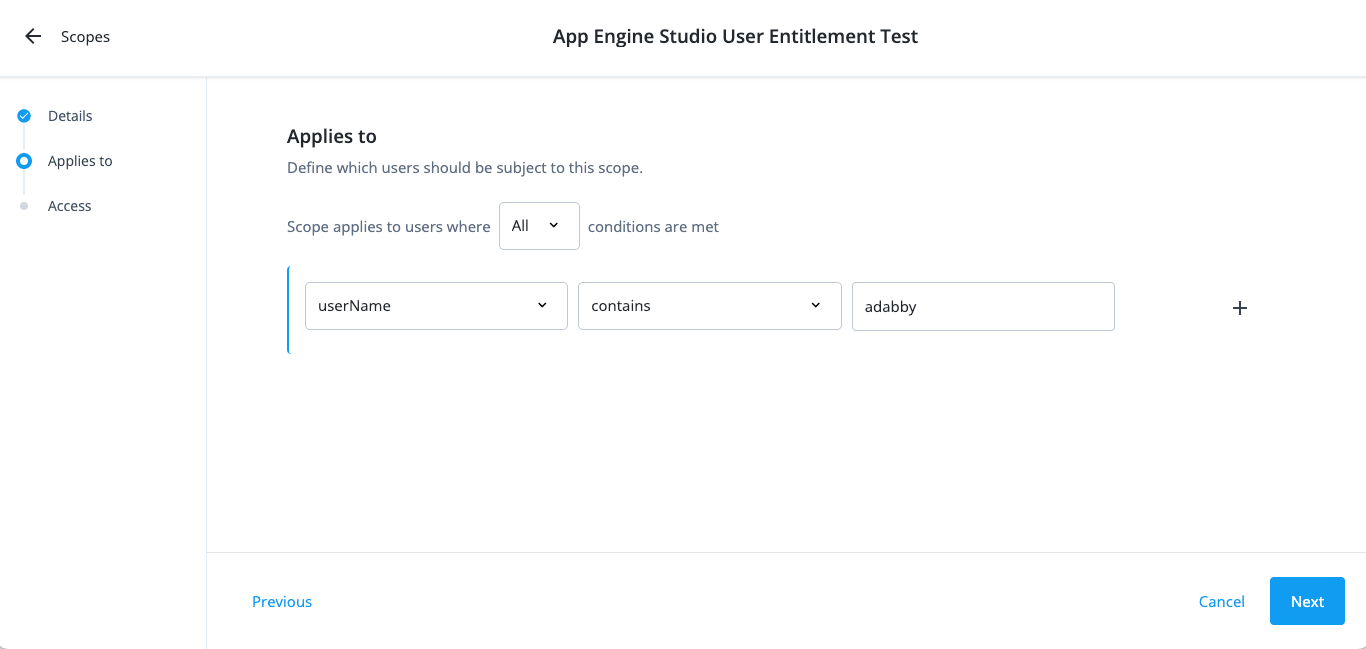 Scope `applies to` page defining the user to which the scope applies.