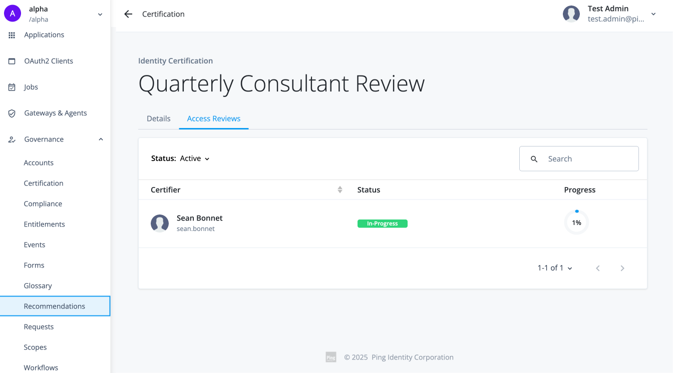 Select the certifier to view the recommendations.