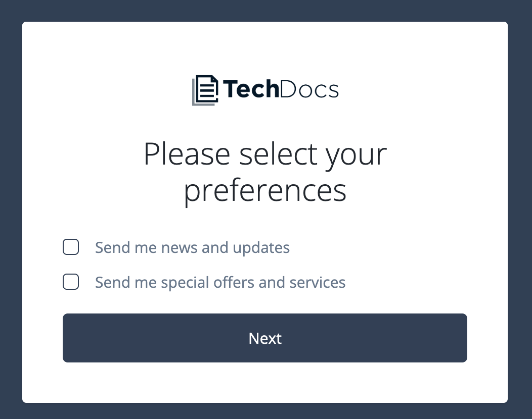 Select marketing preferences