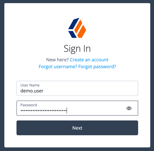 Log in to your corporate account at Example.com, with Advanced Identity Cloud acting as the IdP.