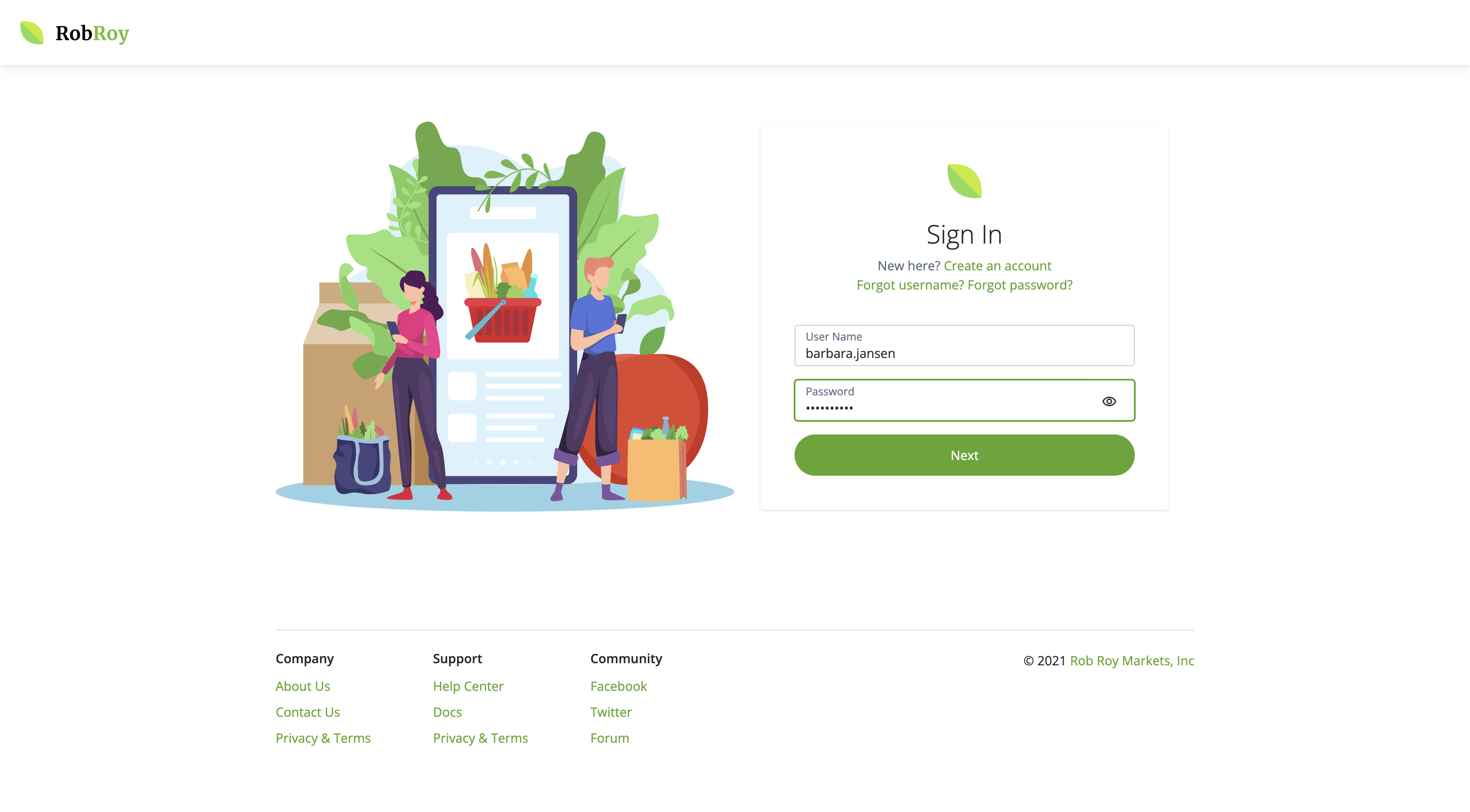 Hosted journey sign-on page example