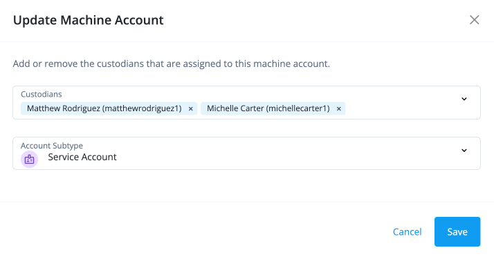 Update the machine account.