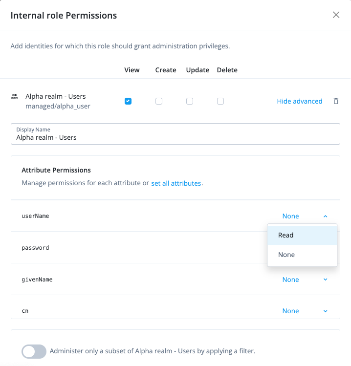 governance internal role attribute permissions