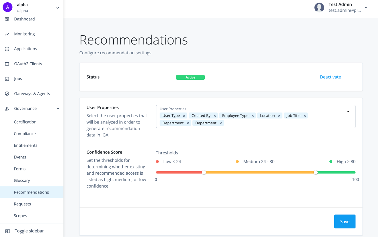Governance Recommendations page.