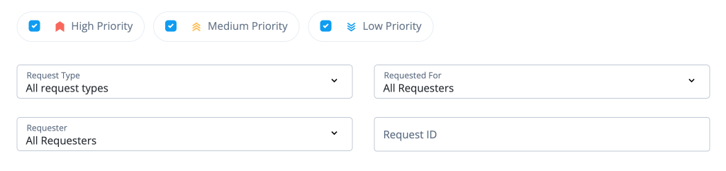 governance request admin console show filter