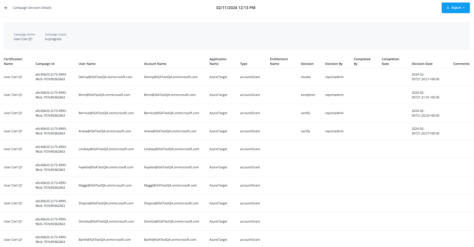 reports campaign decision details