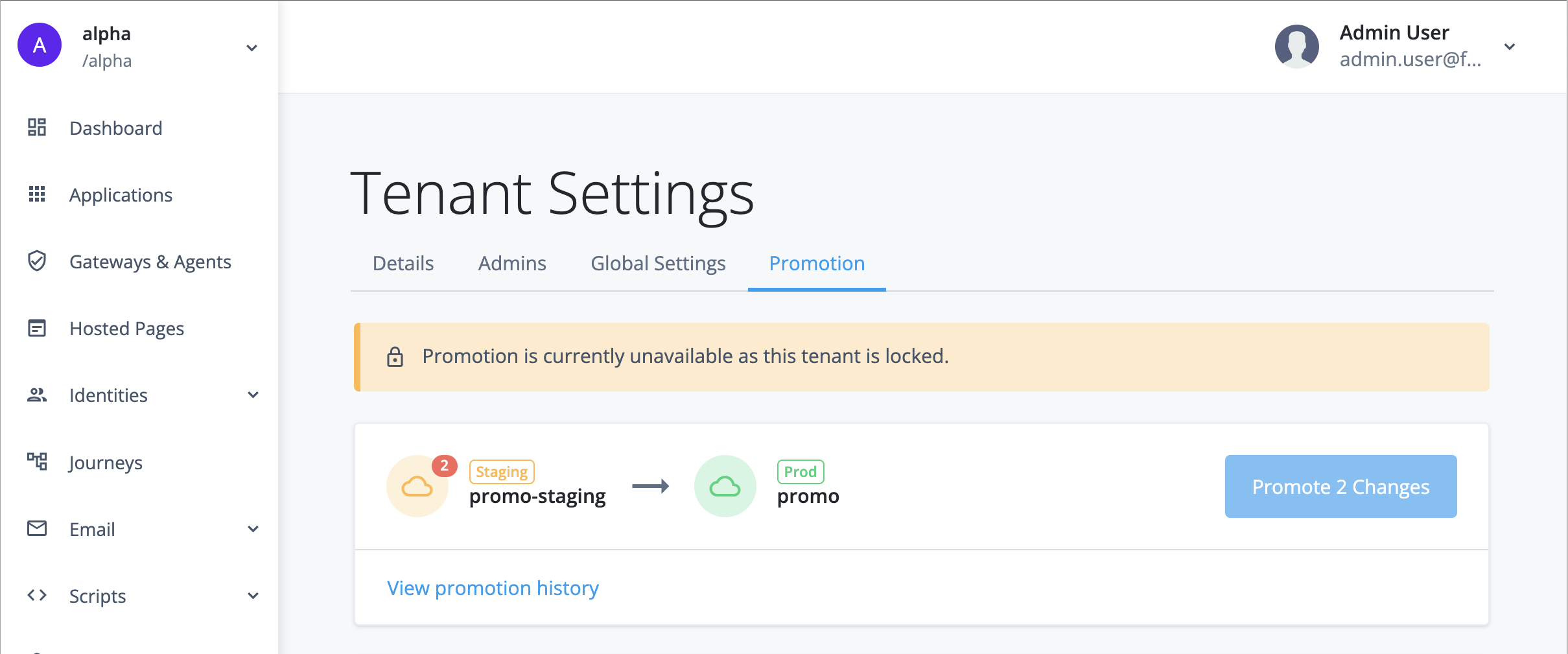 idcloudui promotion summary tenant locked staging