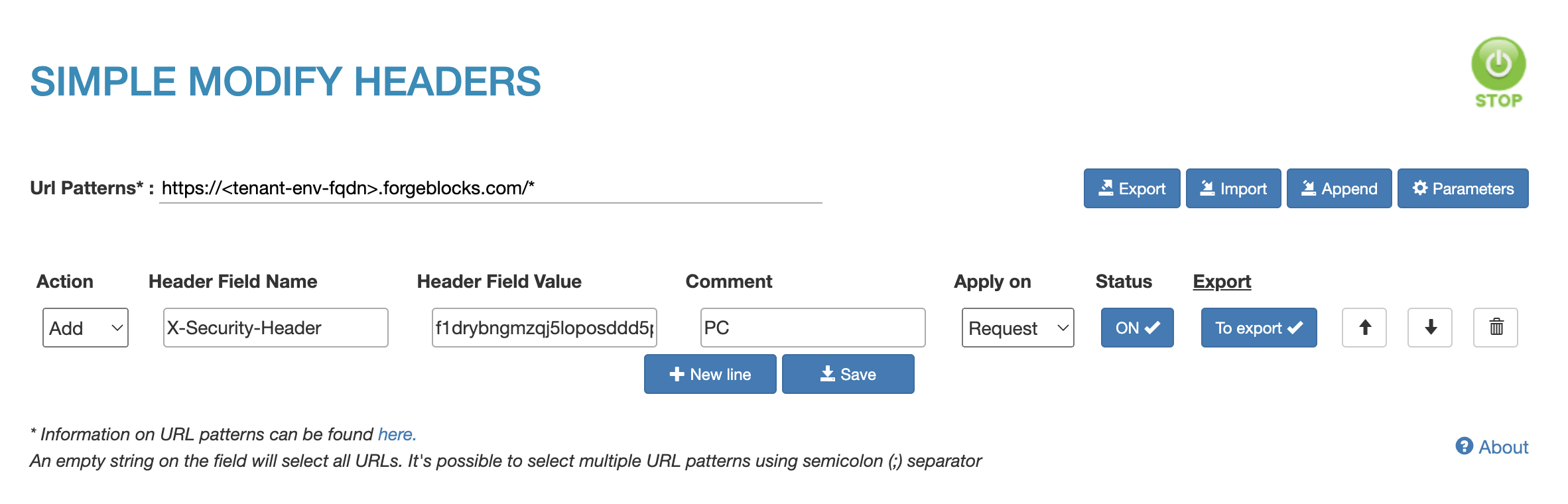 simple modify headers configuration