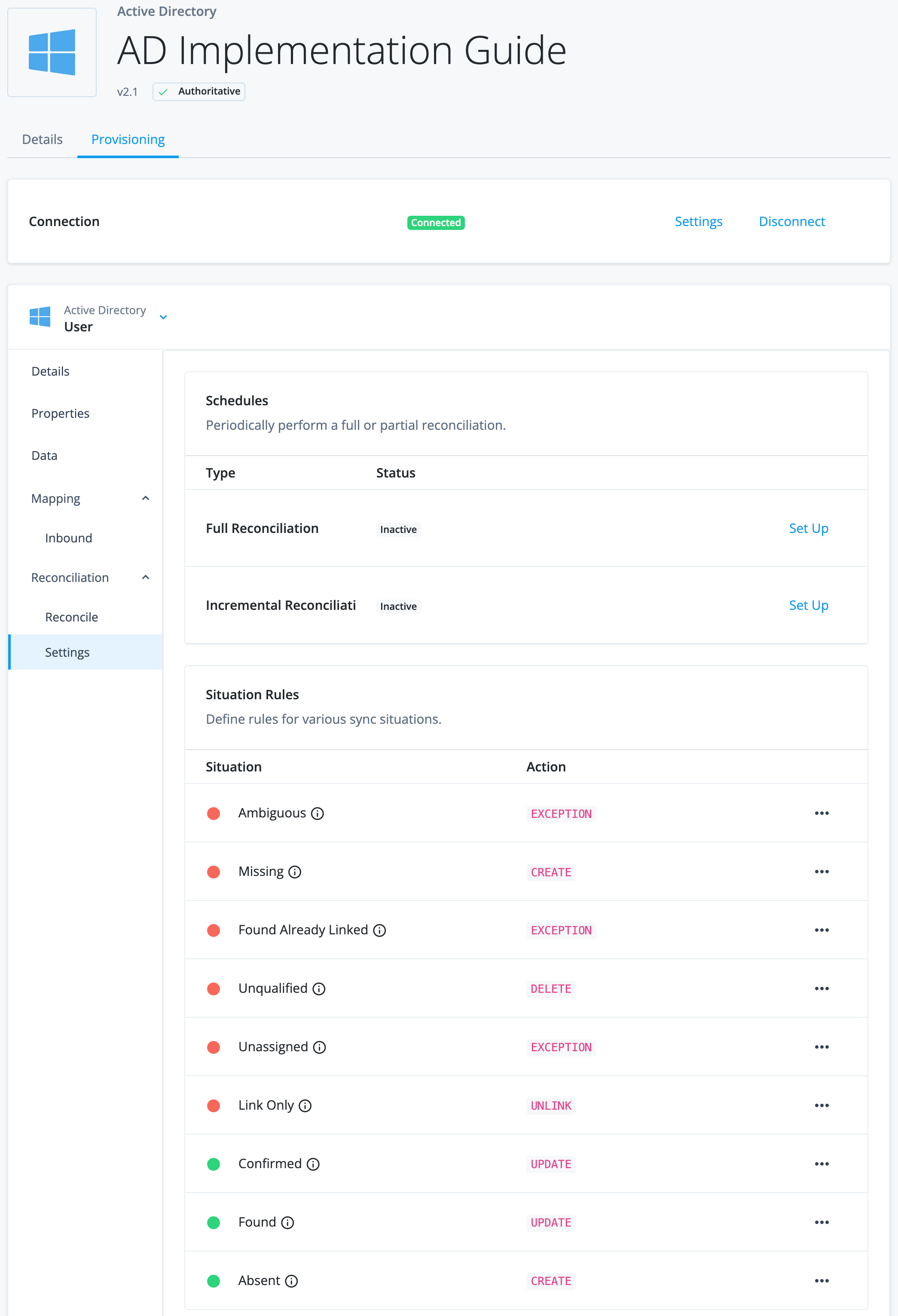 Situation rules for AD application