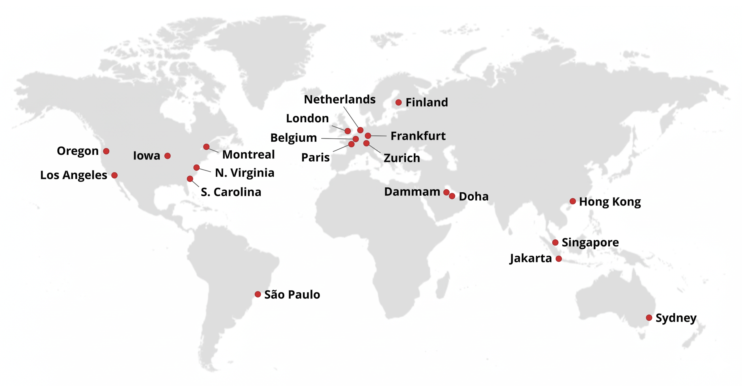 Map of global data regions