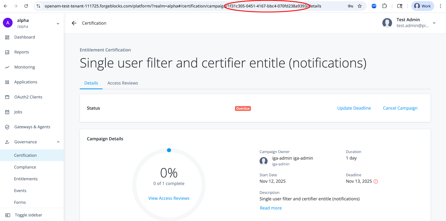 You can obtain the campaign ID in the URL on a campaign page.