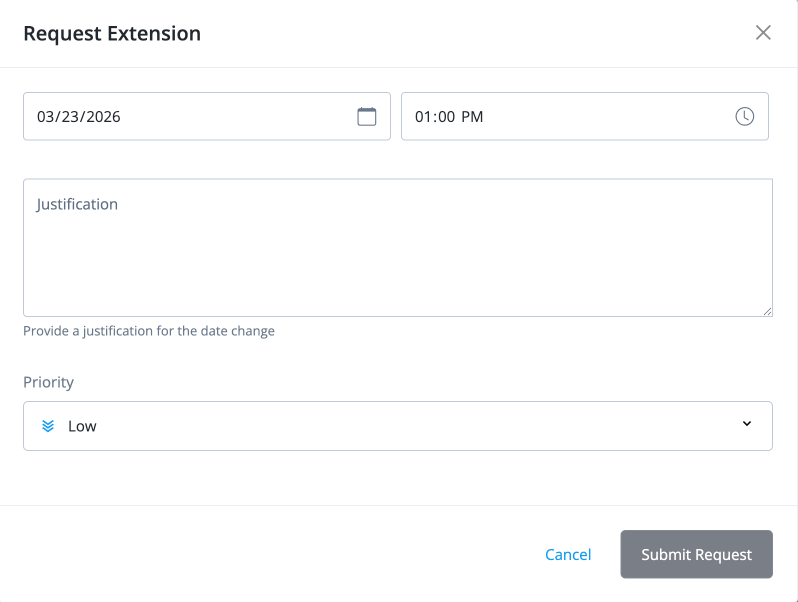 The extend end date option for an end user’s access.