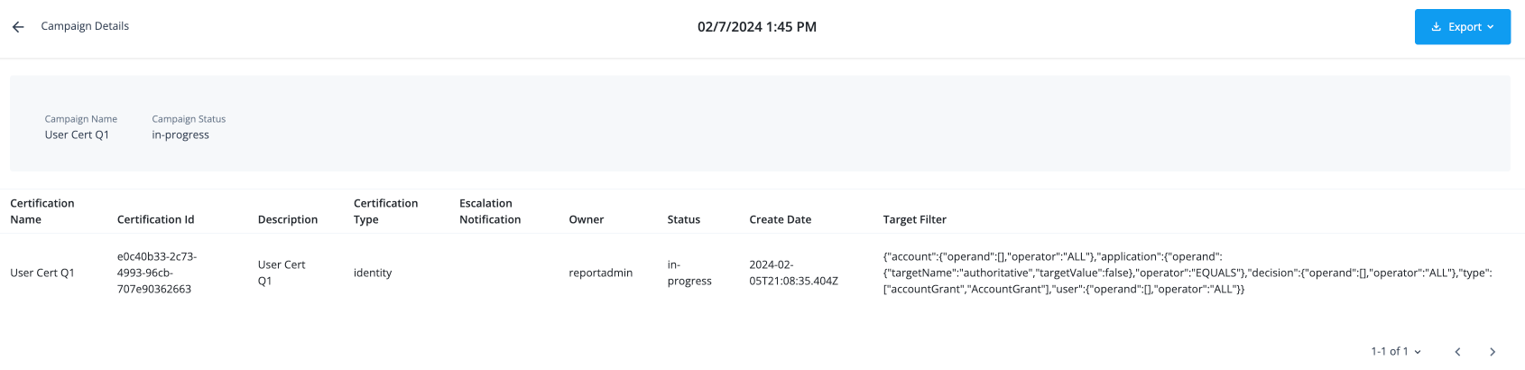 Campaign Details Report
