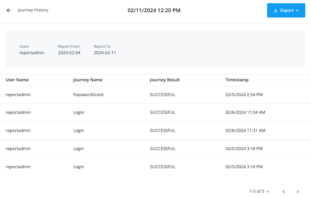 Journey History Report